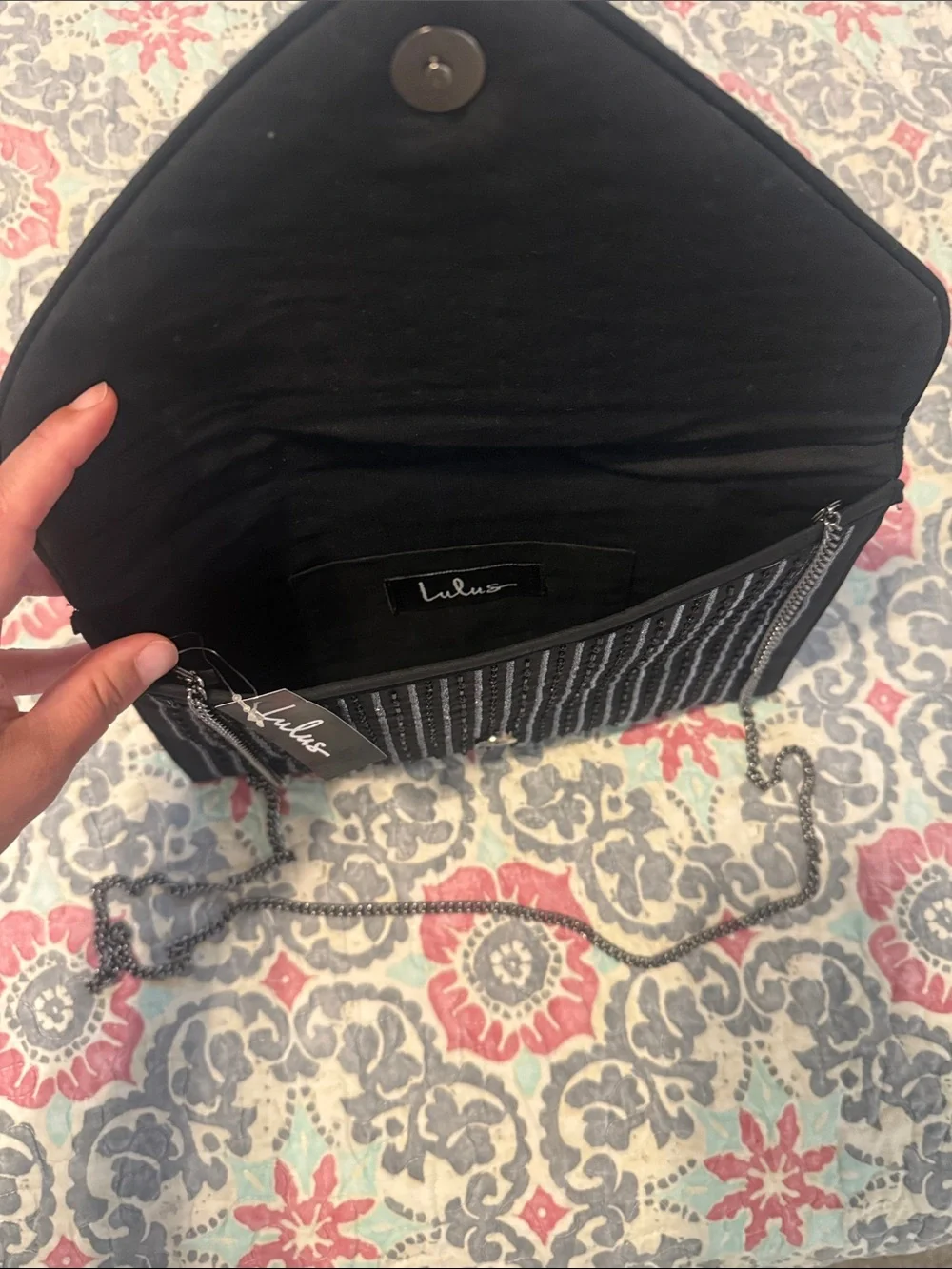 Lulus Constantinople Black Beaded Clutch